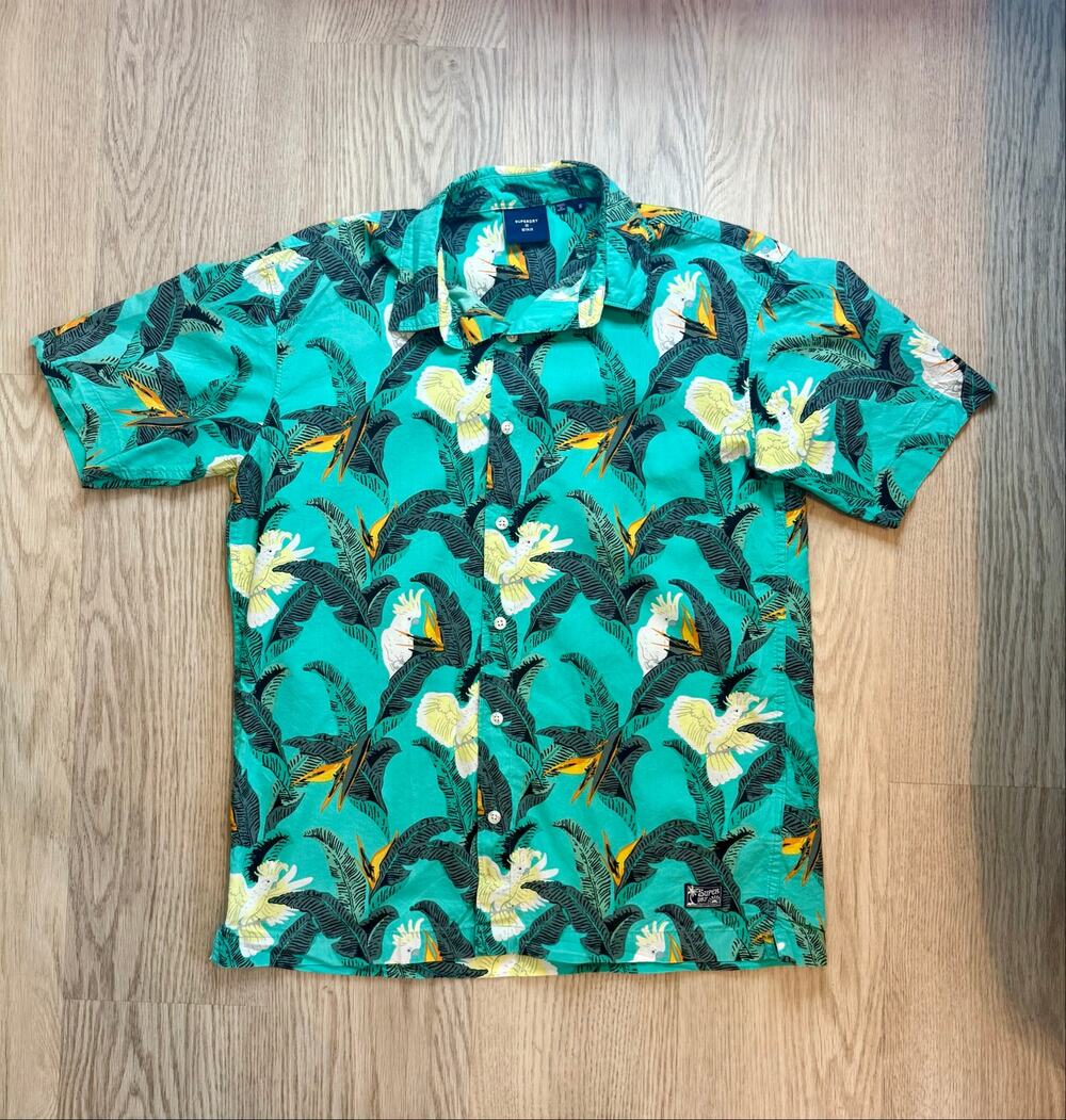 Superdry Tropical Bird of Paradise Print Button‑Up Shirt – Size S